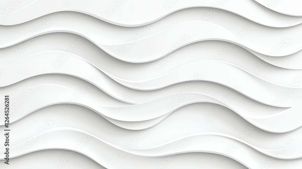 Abstract white wave patterns creating a smooth 3D texture effect, ideal for backgrounds or design elements. Abstract white wave patterns creating a smooth 3D texture effect, ideal for backgrounds or design elements.