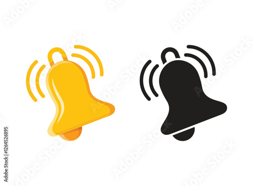 Notification bell icon in flat style. Incoming inbox message vector illustration on isolated background. Ringing bell sign business concept.