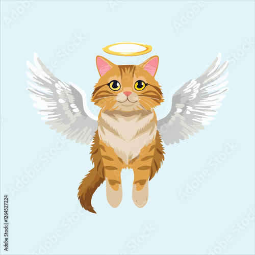 cat hovering with angel wings 