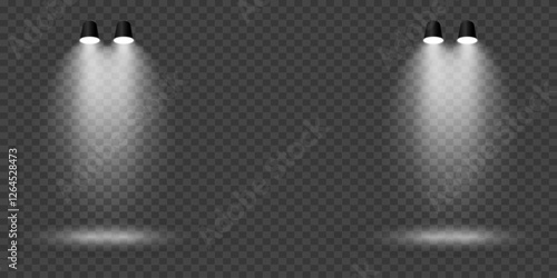 Magic stage lighting effect. Spotlight light effect. On a transparent background.