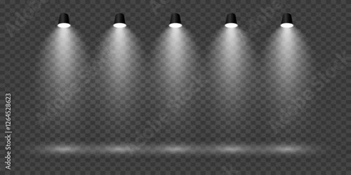 Magic stage lighting effect. Spotlight light effect. On a transparent background.