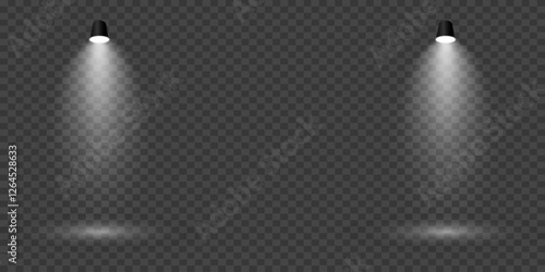 Magic stage lighting effect. Spotlight light effect. On a transparent background.