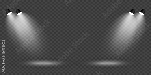 Magic stage lighting effect. Spotlight light effect. On a transparent background.