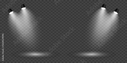 Magic stage lighting effect. Spotlight light effect. On a transparent background.