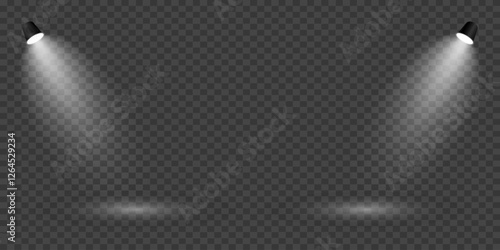 Magic stage lighting effect. Spotlight light effect. On a transparent background.