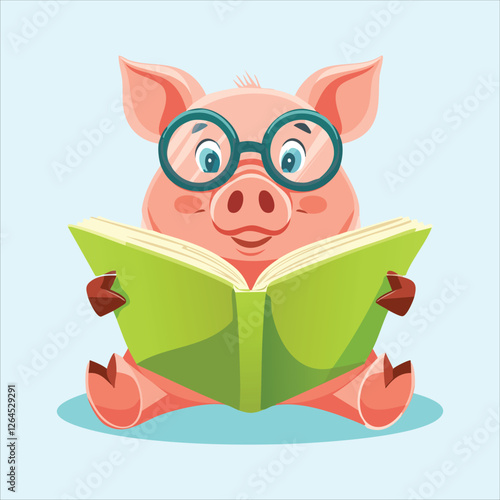 pig with large glasses, trying to read a map while traveling