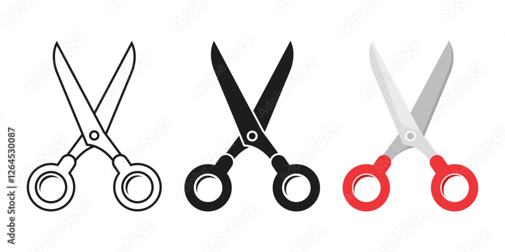 Scissor icon set collection in flat style. Cutting hair equipment vector illustration on isolated background. Hairdressing sign business concept. Scissor icon set collection in flat style. Cutting hair equipment vector illustration on isolated background. Hairdressing sign business concept.
