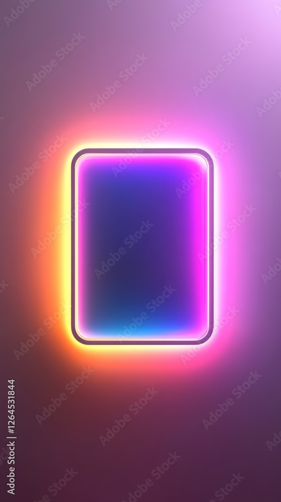 Vibrant Neon Rectangle: Abstract Glowing Frame Vibrant Neon Rectangle: Abstract Glowing Frame