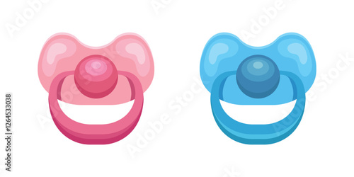 Baby pacifier icon in flat style. Nipple for newborn child vector illustration on isolated background. Soother sign business concept.