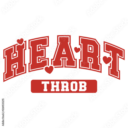 "Heart Throb" in a bold retro-style font, perfect for expressive romantic designs, decor, and festive prints for Valentine’s Day