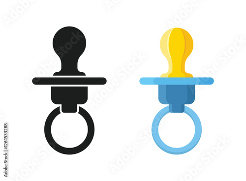 Baby pacifier icon in flat style. Nipple for newborn child vector illustration on isolated background. Soother sign business concept.