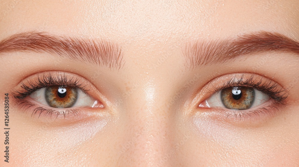 Fototapeta premium Eyebrow fashion thick enhancement concept. Naturally Voluminous Eyebrows Elegantly Accentuated with Precise Makeup