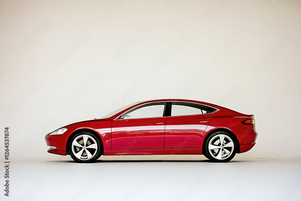 Obraz premium Sleek red car profile with modern design, showcasing elegant cur