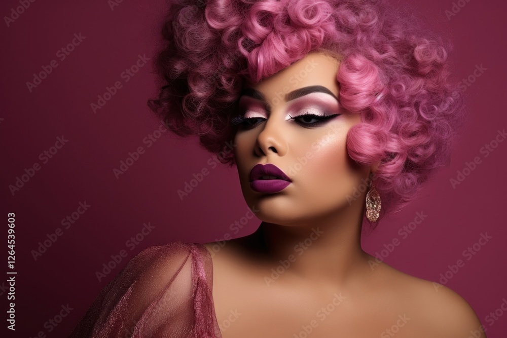 Chubby Multiracial woman wearing glamourous makeup portrait fashion adult. Chubby Multiracial woman wearing glamourous makeup portrait fashion adult.