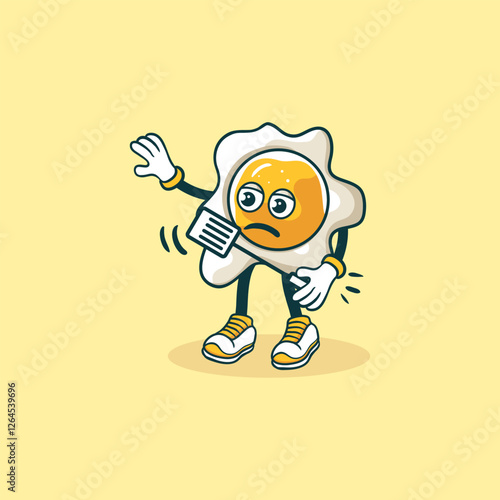 A Cartoon Fried Egg Character Feeling Unwell