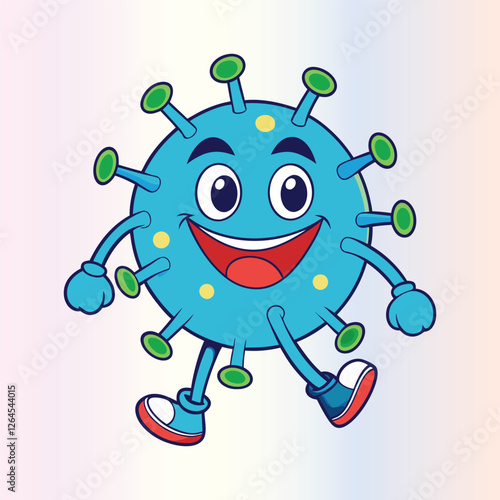 Cute virus cell vector cartoon illustration