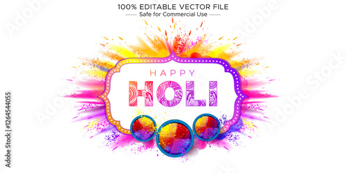 Happy Holi colorful color splash banner wallpaper background design. Holi is traditional colour festival of India.