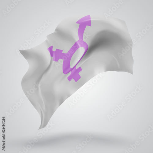 Gender, vector 3d flag with waves on a white background