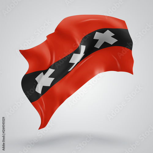 Amsterdam, vector 3d flag with waves on a white background