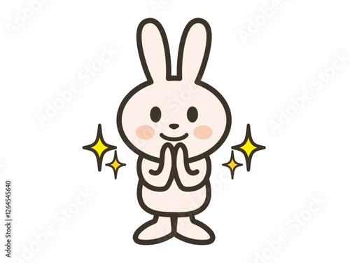 笑顔でお祈りするかわいいうさぎさんのイラスト