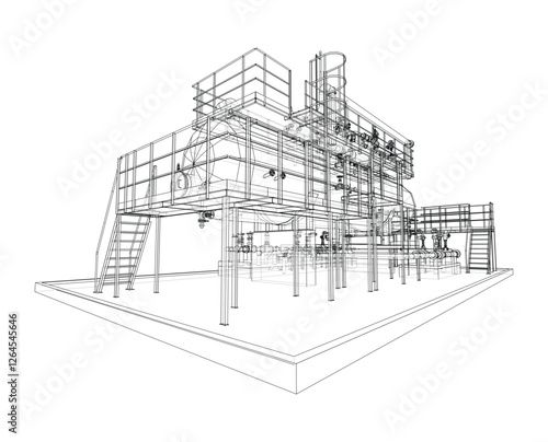 Industrial tank with valves. Vector rendered of 3d