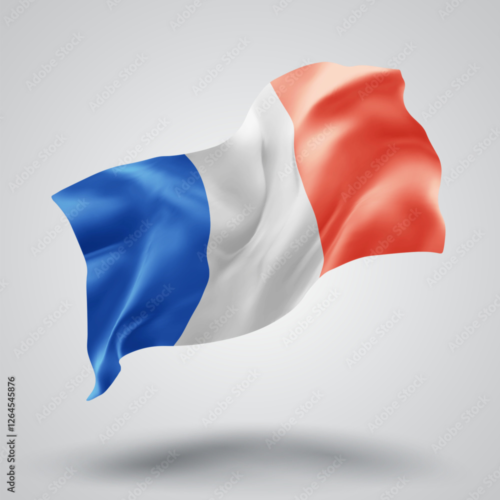 Obraz premium France, vector 3d flag with waves on a white background