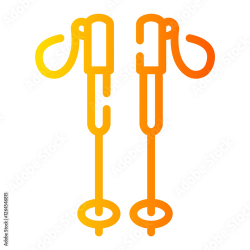 trekking poles Line Gradient Icon