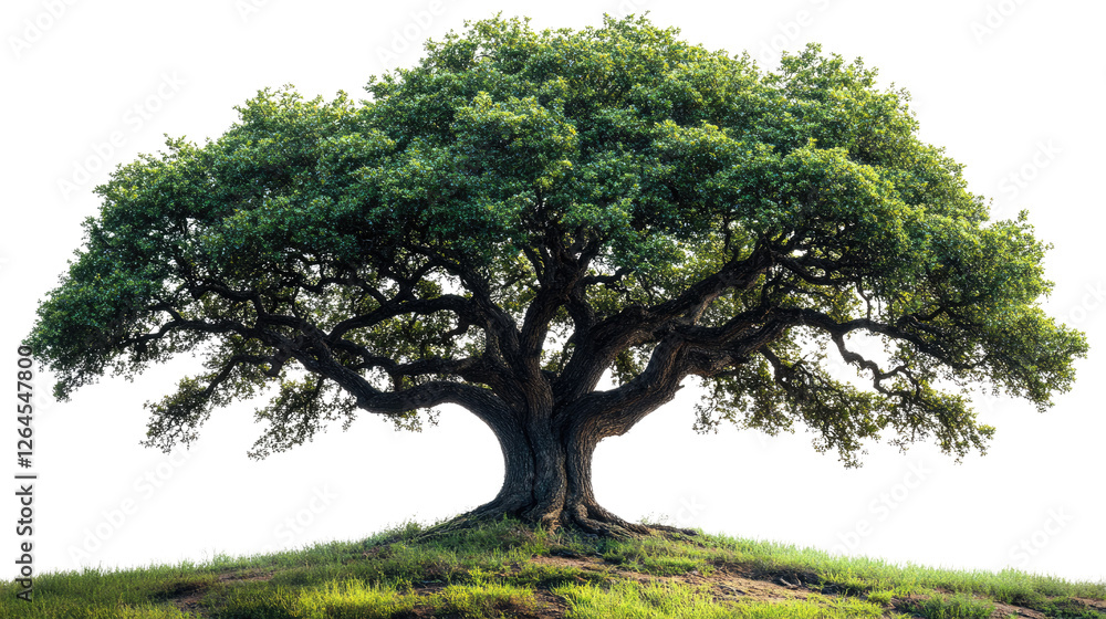 Majestic Oak on a Grassy Knoll: A stately oak tree, its sprawling branches laden with vibrant green leaves, stands prominently atop a grassy knoll. Majestic Oak on a Grassy Knoll: A stately oak tree, its sprawling branches laden with vibrant green leaves, stands prominently atop a grassy knoll.