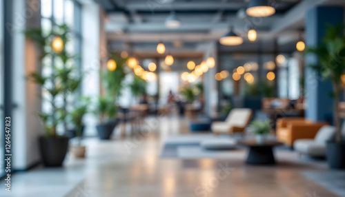 modern hotel lobby, blurred background zoom meeting background