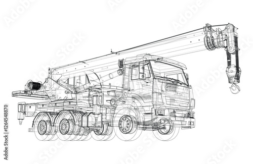 Car crane. Vector rendering of 3d