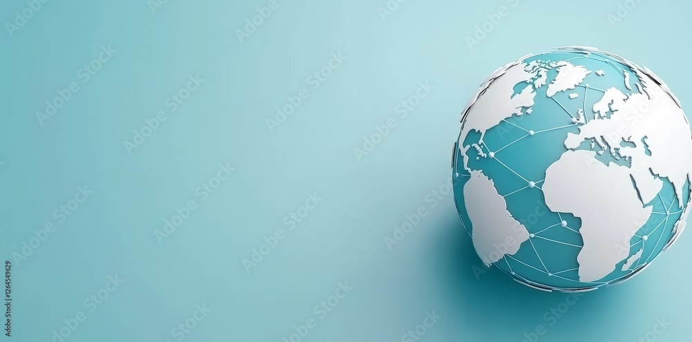 Obraz premium Abstract Blue Background with Globe and Digital Lines for Global Business Concept