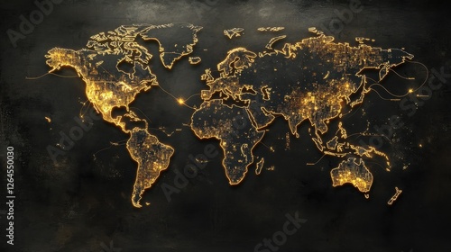 Wallpaper Mural A Connected World Map with Glowing Lines and Cities Torontodigital.ca