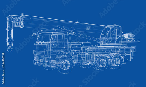 Car crane. Vector rendering of 3d