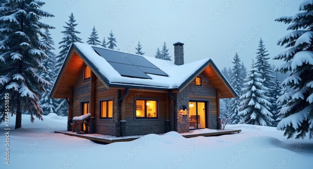 Solar Panels on Snowy Roof – Winter Renewable Energy - Renewable, sustainable, green and clean energy concept Solar Panels on Snowy Roof – Winter Renewable Energy - Renewable, sustainable, green and clean energy concept