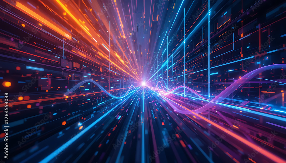Futuristic Data Stream with Neon Light Trails. Futuristic Data Stream with Neon Light Trails.