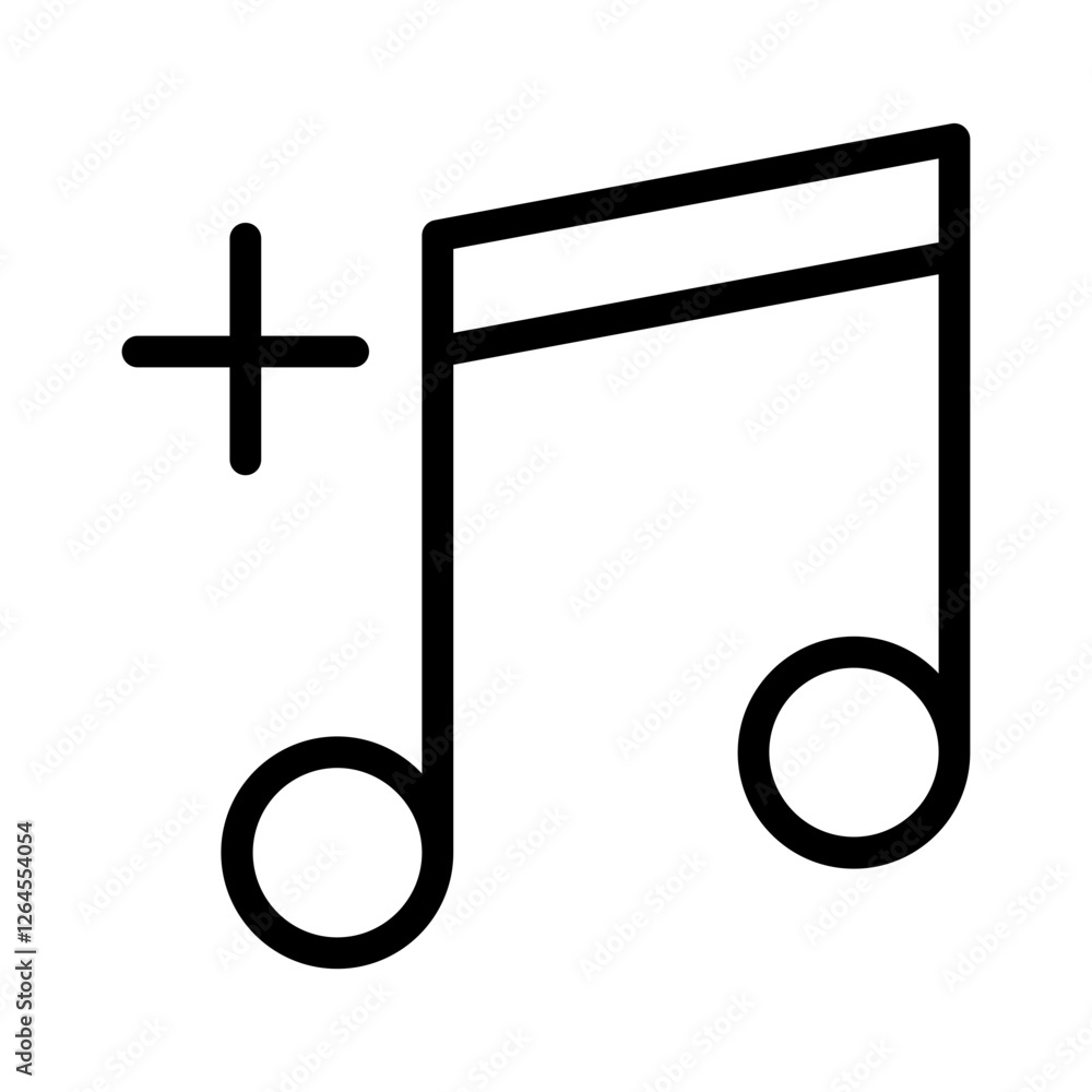 Music Note with Plus Icon Music Note with Plus Icon