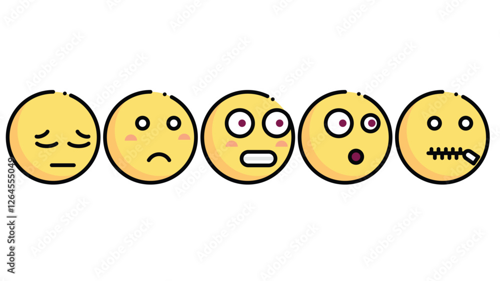 Obraz premium angry and sad face vector icon set