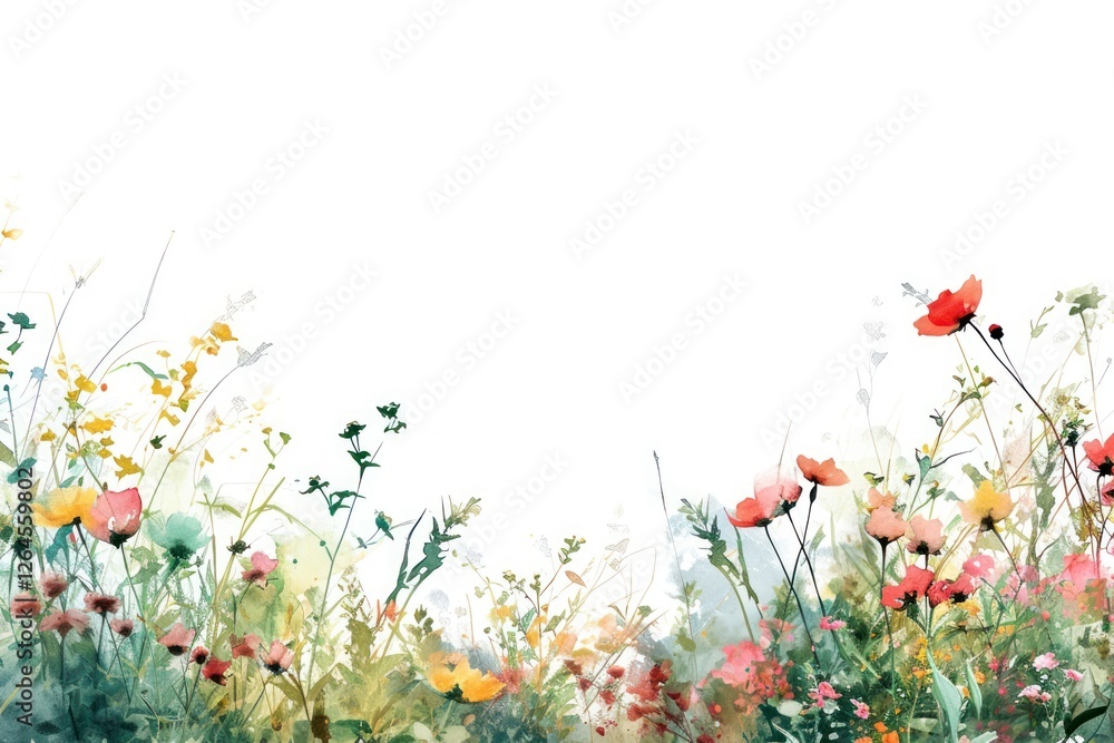 Fototapeta premium Meadow border outdoors painting flower.