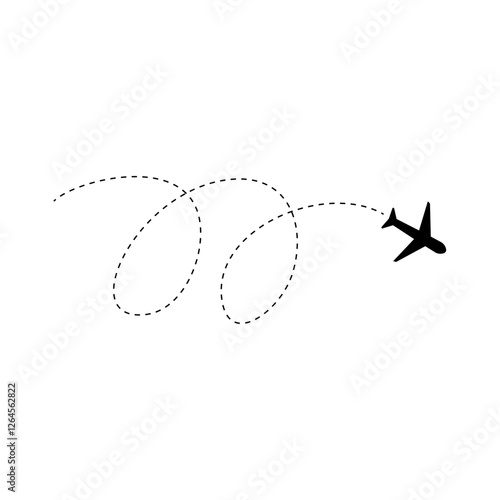 airplane icon with curl route dashed lines