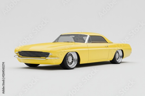 Sleek yellow car design features modern curves and retro aesthet