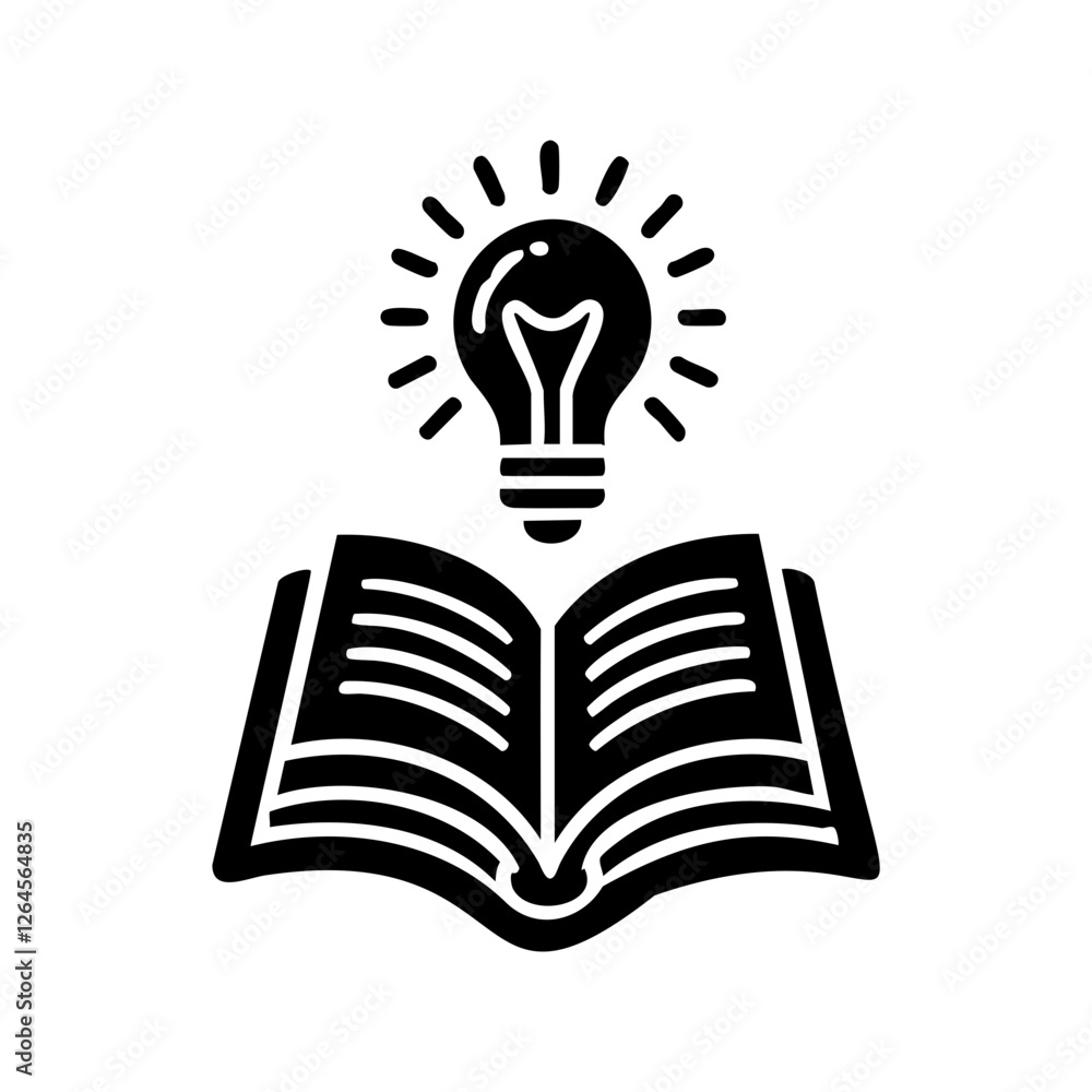 Open Book with Light Bulb Symbolizing Knowledge