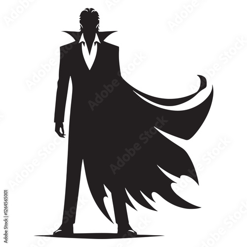 Haunting Vampire silhouette capturing the essence of gothic horror - Vampire illustration - Vampire vector - mythical creature silhouette
