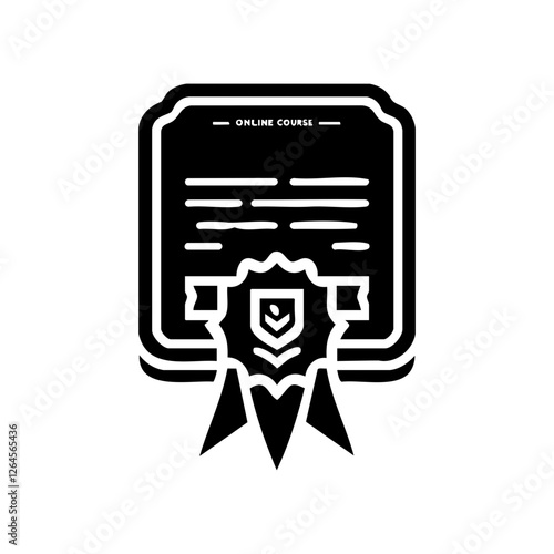 Certificate with Ribbon Icon Representing Achievement