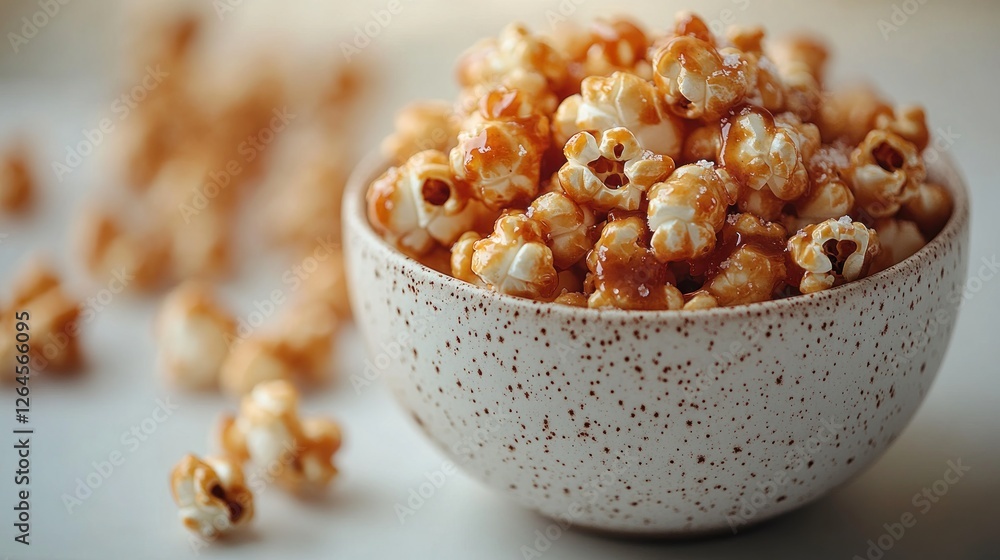 Sweet Caramel Popcorn in a Speckled Bowl Sweet Caramel Popcorn in a Speckled Bowl