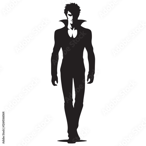 Midnight stalker Vampire silhouette designed for dark and gothic aesthetics - Vampire illustration - Vampire vector - mythical creature silhouette
