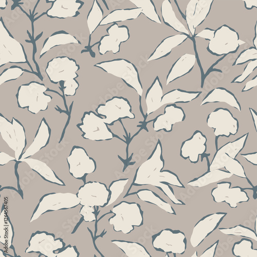 Vector vintage floral illustration seamless repeat pattern digital artwork