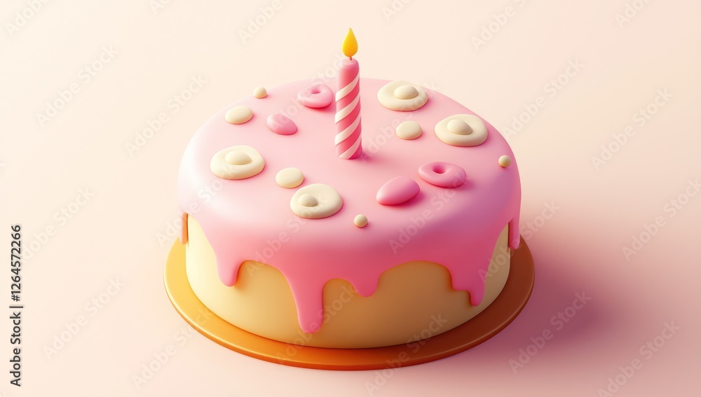 Simple design pink cake in 3D, cartoon design, pastel. Simple design pink cake in 3D, cartoon design, pastel.