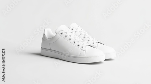 Wallpaper Mural White leather sneakers on white background. Product shot for e-commerce Torontodigital.ca