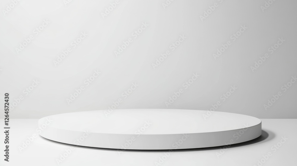 White round display platform, studio background. Product showcase White round display platform, studio background. Product showcase