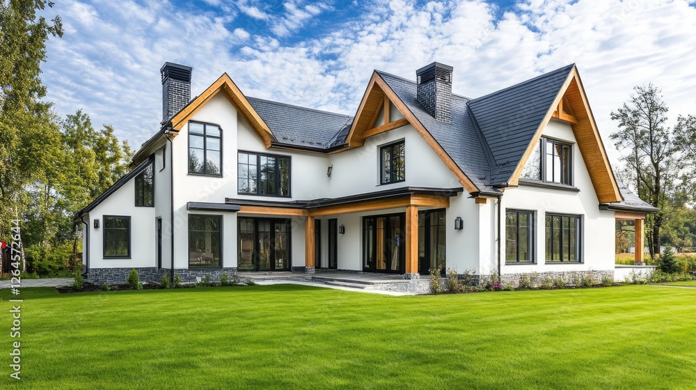 Luxury Dream Home: Modern Farmhouse Architectural Design with Expansive Lawn Luxury Dream Home: Modern Farmhouse Architectural Design with Expansive Lawn